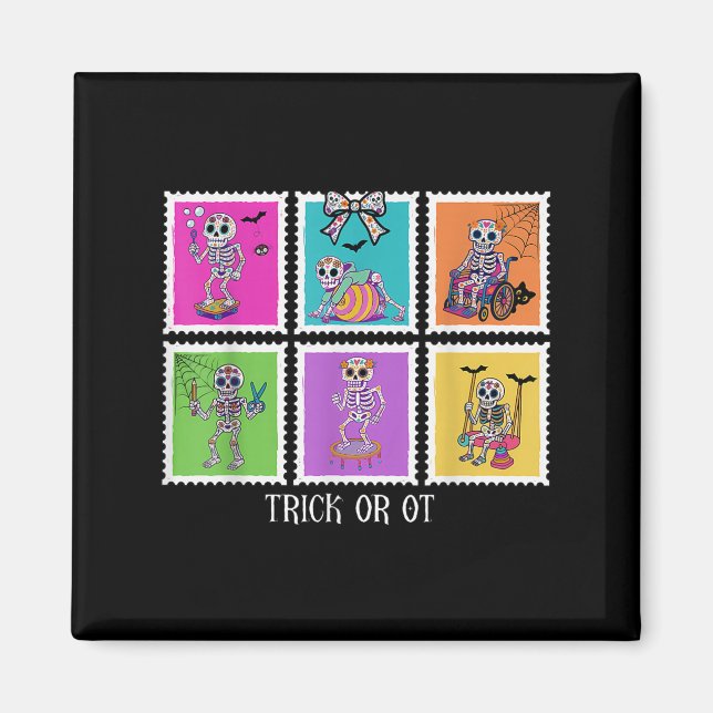 Stamp Trick Or Ot Occupational Therast Skeleton Ha Magnet (Front)