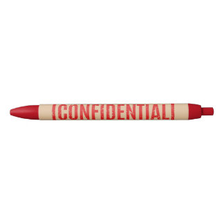 Stamped Confidential Black Ink Pen