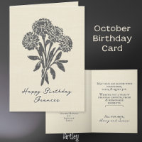 Stamped Marigold October Birth Flower Linen