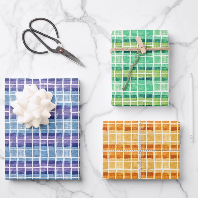 Stamped Squares Wrapping Paper Sheet (Front)
