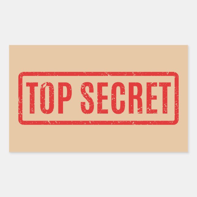 Stamped Top Secret Rectangular Sticker (Front)
