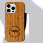 Stamped Wood Style Monogram iPhone 15 Pro Max Case<br><div class="desc">This Case-Mate brand phone case is available in a variety of sizes and styles for iPhones,  Samsung and Google Pixel phones. Select yours from the drop down menu. Created in a digitally simulated rich looking pine wood pattern with a monogram in a stencil style font ready for your personalising.</div>