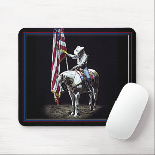 Stampede Prayers (red, white & blue border) Mouse Pad