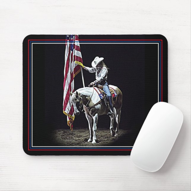 Stampede Prayers (red, white & blue border) Mouse Pad (With Mouse)