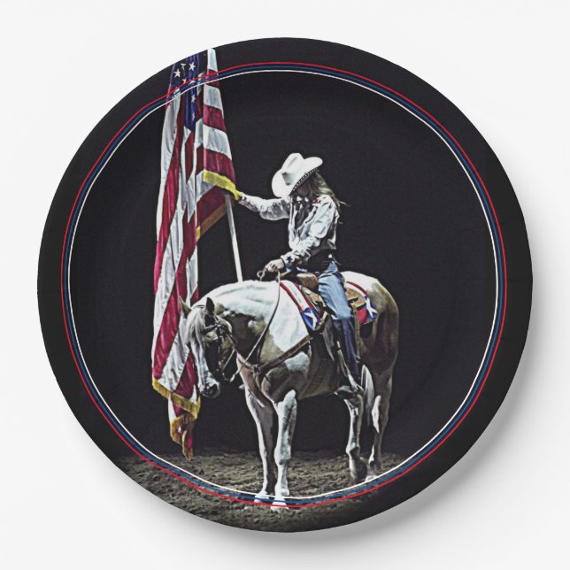Stampede Prayers (red, white & blue border) Paper Plate (Front)