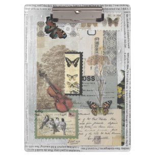 Stamps Vintage Ephemera Decoupage Clipboard