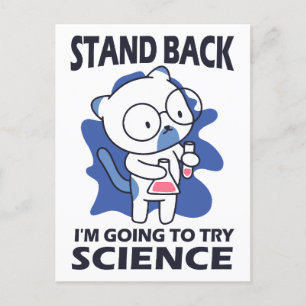 Stand Back - Adorable Cat Scientist Experimenting  Postcard