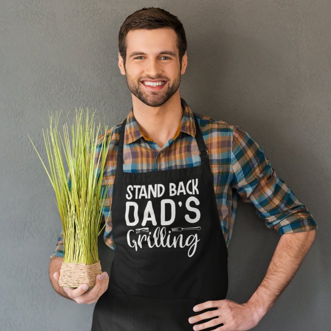 Stand Back Dad's Grilling BBQ Large Black Apron (Creator Uploaded)