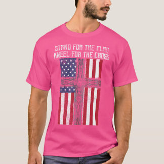 Stand Flag Kneel Cross God Jesus America Us Christ T-Shirt