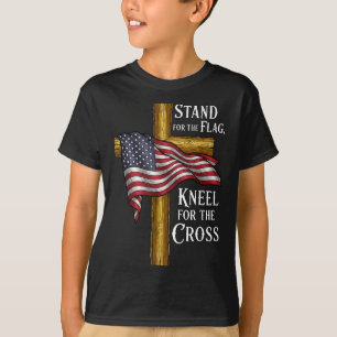 Stand For Flag Kneel For Cross Patriotic Christian T-Shirt