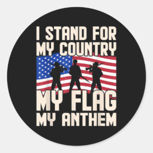 Stand For My Country Usa Flag Memorial Day Veteran Classic Round Sticker