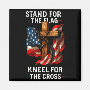 Stand For The Flag Kneel For The Cross American Pa Magnet