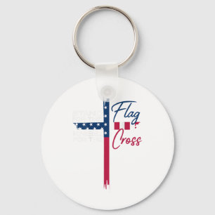 Stand For The Flag, Kneel For The Cross Key Ring