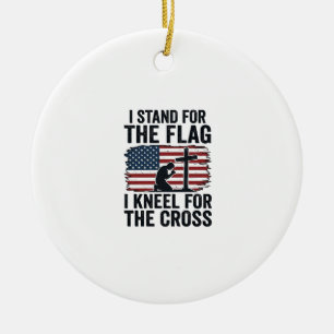 Stand for the Flag Kneel for the Cross Shirt Desig Ceramic Tree Decoration