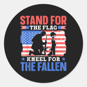 Stand For The Flag Kneel For The Fallen Combat Mem Classic Round Sticker