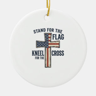 Stand for the Flag Patriotic Cross Design_1 Ceramic Tree Decoration