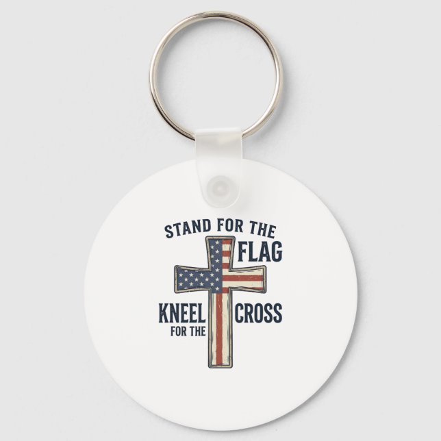 Stand for the Flag Patriotic Cross Design_1 Key Ring (Front)