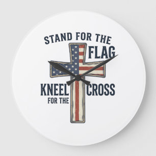 Stand for the Flag Patriotic Cross Design_1 Large Clock