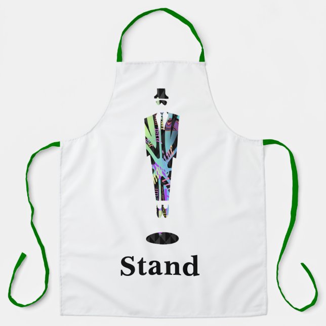 Stand Man Green Straps White Kitchen Craft Chef  Apron (Front)