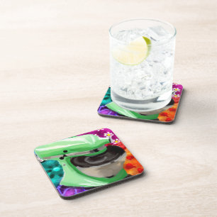 Stand Mixer Funky Abstract Art Green Pink Coaster