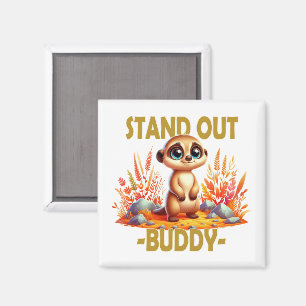 Stand out buddy pun. Cute Suricate Meerkat cartoon Magnet
