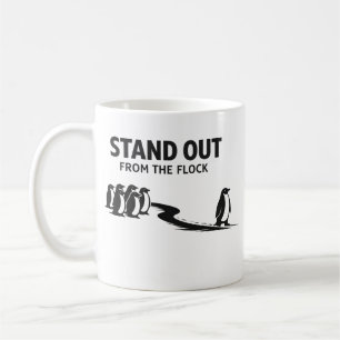 Stand Out From The Flock – Minimal Penguin Motivat Coffee Mug