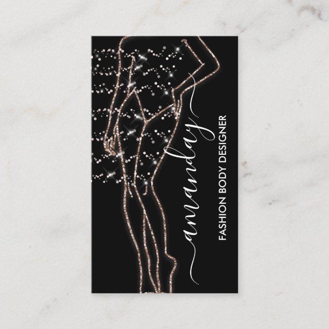 Stand Out in Style with Fashion Designer Rose Glam Business Card (Front)