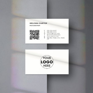 Stand Out, Simply   QR Code & Logo   White  Business Card