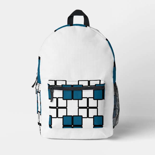 Stand Out with the Ocean Blue and White  Printed Backpack (Front)