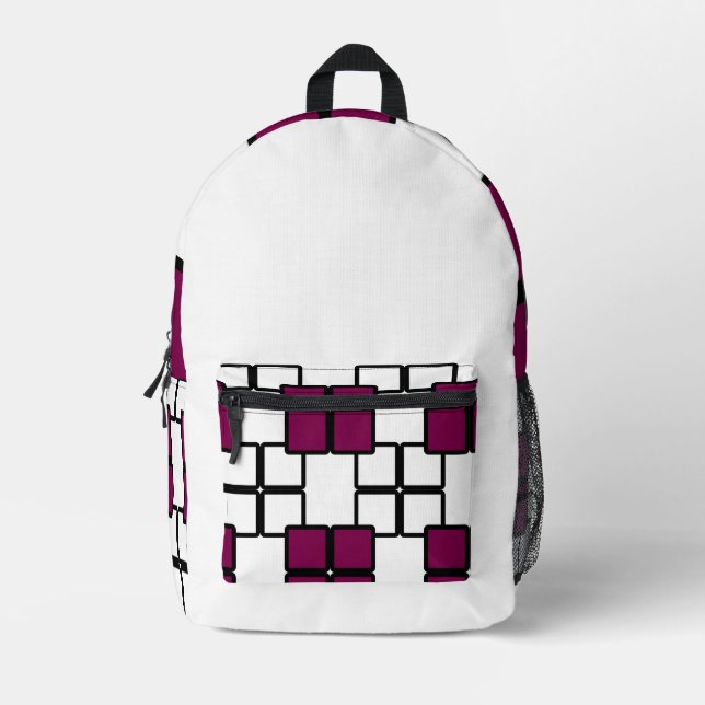Stand Out with the Wine and White  Printed Backpack (Front)