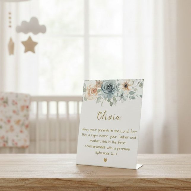 Stand Plaque with Bible Verse Ephesians 6:1-3  Pedestal Sign (Creator Uploaded)