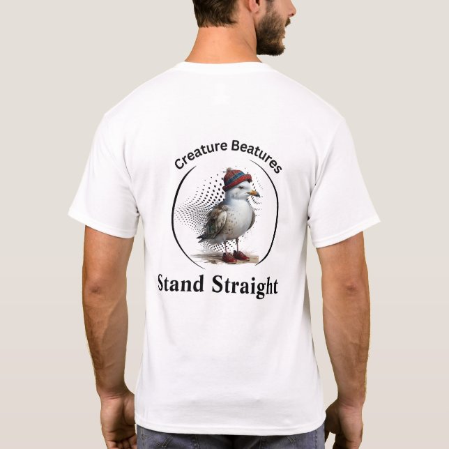Stand straight seagull in scottish tartan disguise T-Shirt (Back)