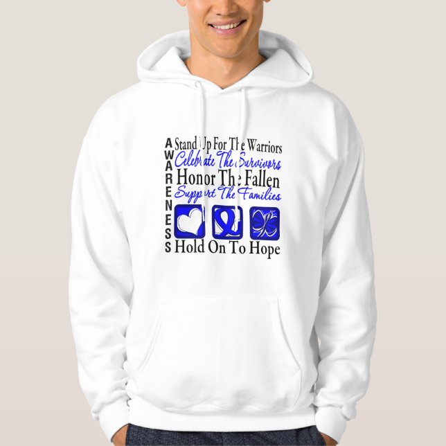 Stand Up Celebrate Honour Collage Colon Cancer Hoodie (Front)
