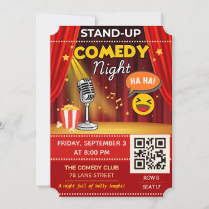 Stand-Up Comedy Night Ticket   QR Code Invite