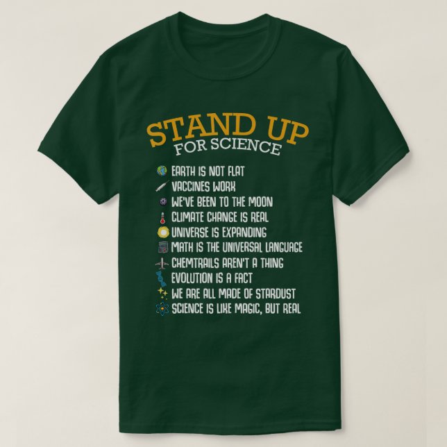 Stand Up For Science Climate Change Physics Biolog T-Shirt (Design Front)
