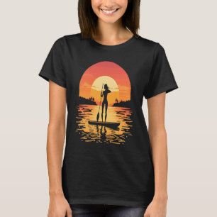 Stand Up Paddle Board Paddling Mom In Sunset 1 T-Shirt