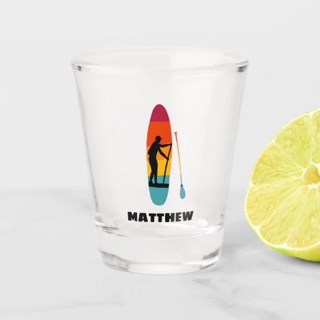 Stand Up Paddle Board SUP Personalised Shot Glass (Front)