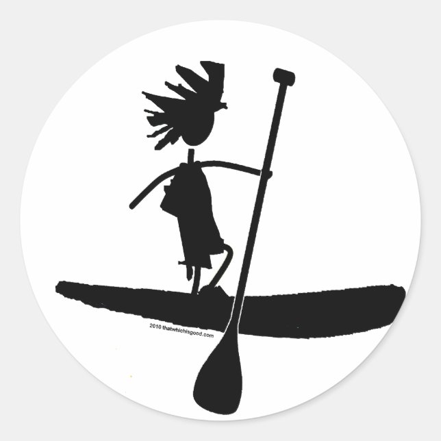 Stand Up Paddle Silhouette Design Classic Round Sticker (Front)
