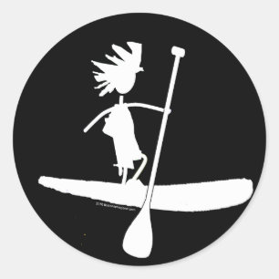 Stand Up Paddle Silhouette Design Classic Round Sticker