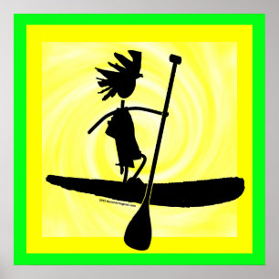 Stand Up Paddle Silhouette Design Poster