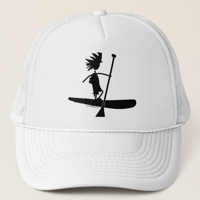 Stand Up Paddle Silhouette Design Trucker Hat (Front)