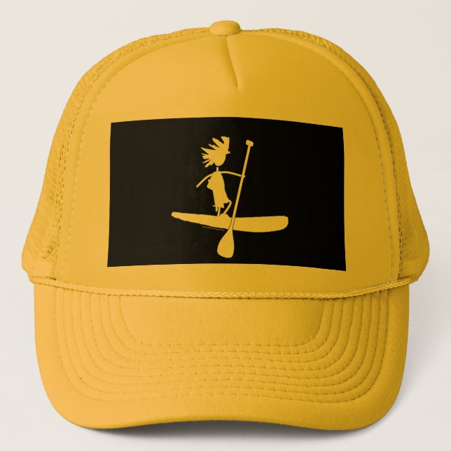 Stand Up Paddle Silhouette Design Trucker Hat (Front)