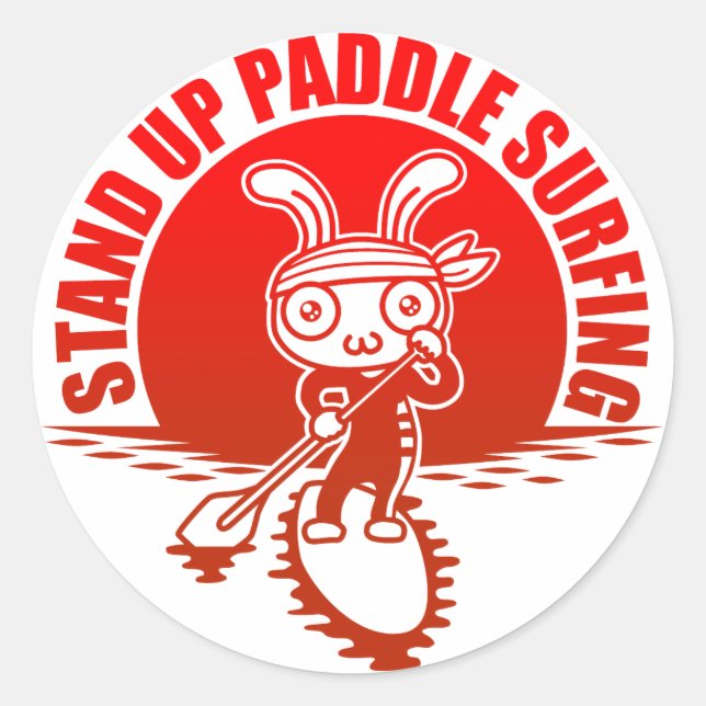 Stand up paddle surfing classic round sticker (Front)