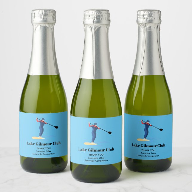 Stand-up Paddleboarding Sparkling Wine Label (Bottles)