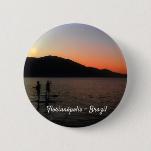 Stand up paddling in the sunset 6 cm round badge