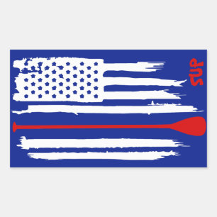 Stand Up Paddling US Flag Rectangular Sticker