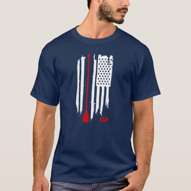 Stand Up Paddling US Flag T-Shirt (Front)