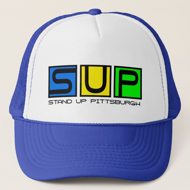 Stand up pittsburgh logo bright.ai trucker hat (Front)