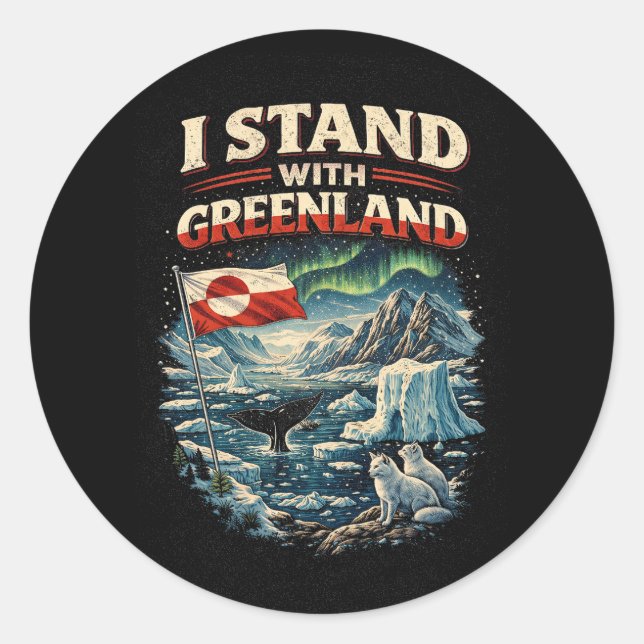 Stand with Greenland Classic Round Sticker (Front)