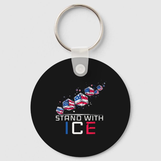 Stand with ice deportation funny support key ring (Front)